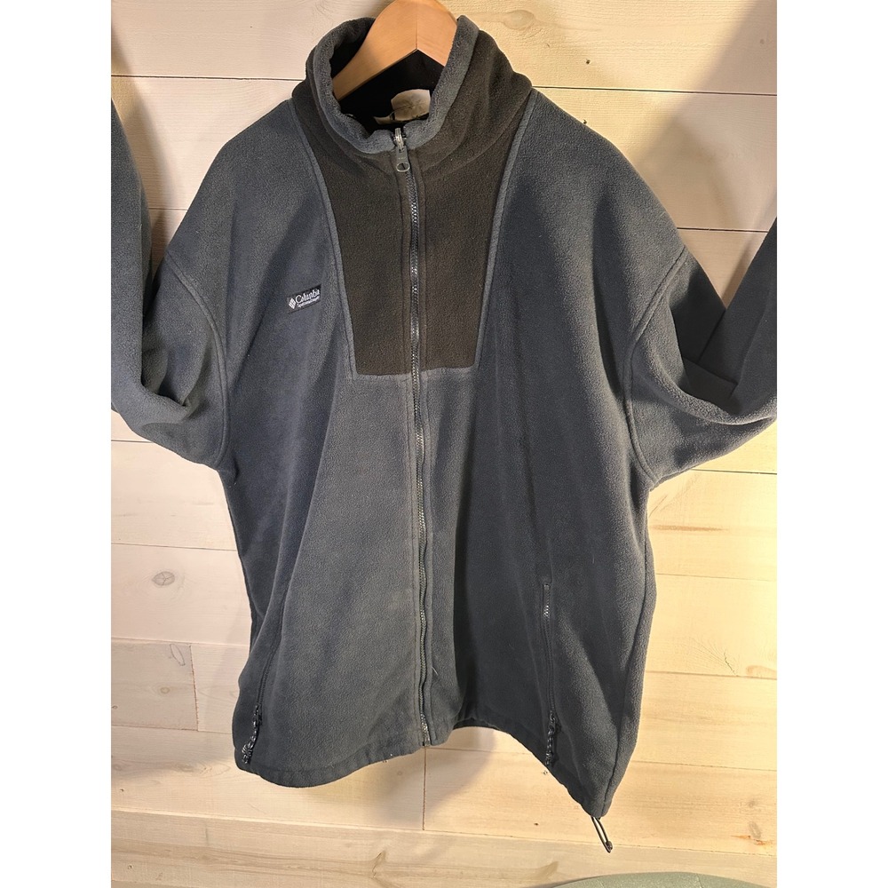 Columbia VinSportswear Mens Full Zip Fleece Jacket Navy Blue Black SM 5530 Large